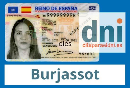 Información de la dirección, mapa y teléfono para obtener por primera vez el DNI o para renovarlo en la Comisaría de Policía de Burjassot en la Comunitat Valenciana