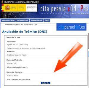 Anular Cita DNI